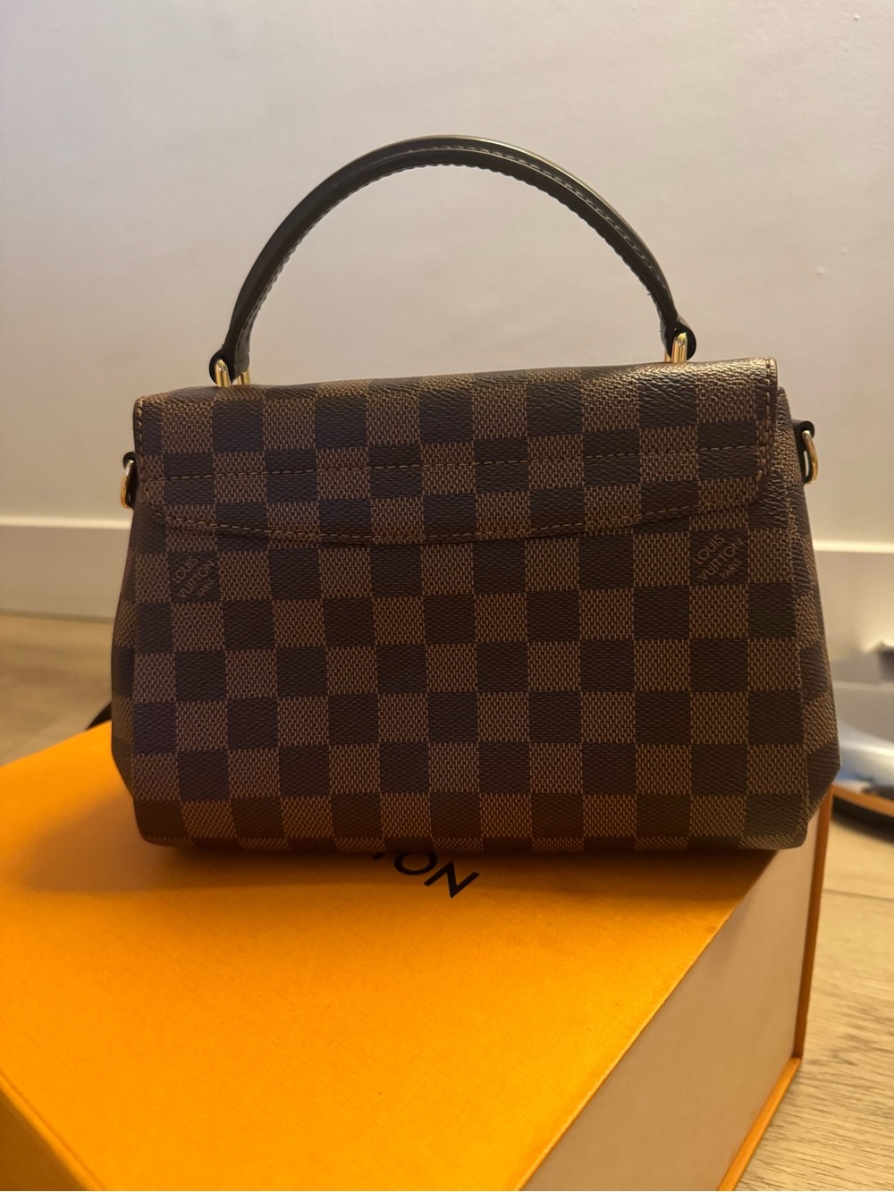 Louis Vuitton Brown Damier Ebene Top Handle Satchel with Gold Hardware - Picture 7 of 15